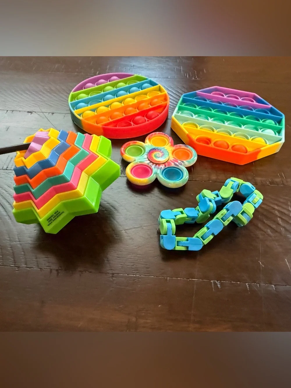 Rainbow Kids Fidget Pop Toy 5pc Set - Multicolor Sensory Toys